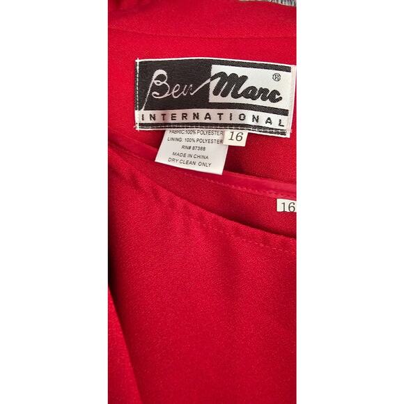 Ben Marc 3 Piece Formal RED Jacket Top & Skirt Church Suit Lace Trim Lined 16 - Picture 6 of 6